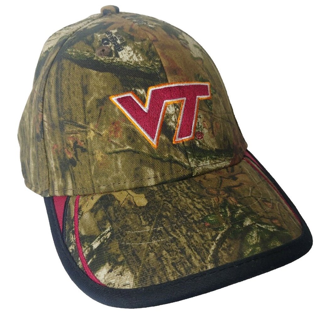 Virginia Tech Cap Hat Tree Bark Camo Green NCAA Signatures Hunting Camouflage